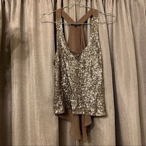 Sequin and Sheer Racer Back Top